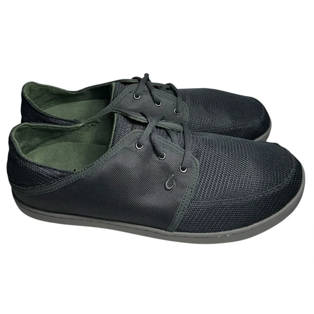 Olukai NIB Men’s Size 11.5 Dark Shadow Gray Nohea Mesh Lace Up Boat Shoes